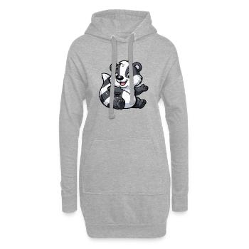 Enfant raton laveur - Sweat-shirt à capuche long Femme - gris chiné - Devant