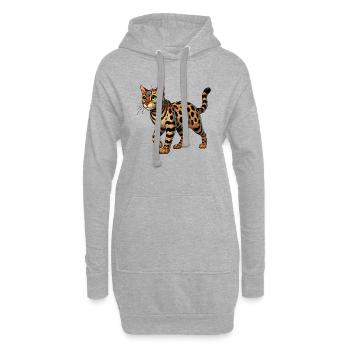 Bengalkatze - Hoodie-Kleid - Grau meliert - Vorne