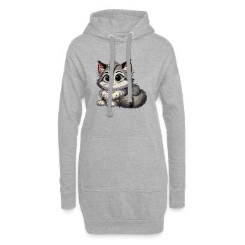 Norwegische Waldkatze Baby - Hoodie-Kleid - Grau meliert - Vorne