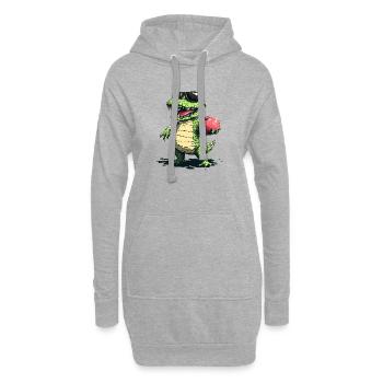 Pot frais - Sweat-shirt à capuche long Femme - gris chiné - Devant
