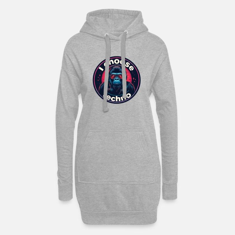 Gorilla i choose techno - Hoodie-Kleid - Grau meliert
