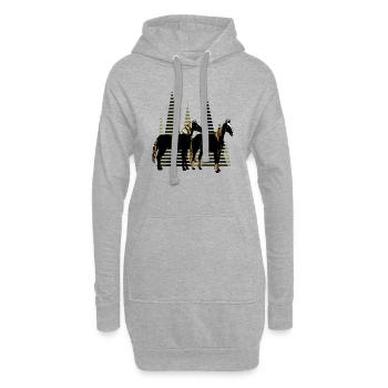 Pferde - Hoodie-Kleid - Grau meliert - Vorne
