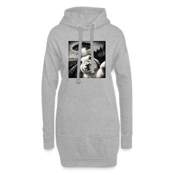 Lusitg Hase Kaninchen UFOs Selfie Alien geschenk - Hoodie-Kleid - Grau meliert - Vorne