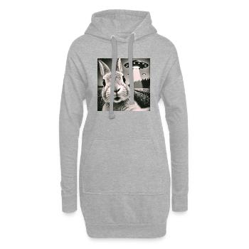 Lusitg Hase Kaninchen UFOs Selfie Alien - Hoodie-Kleid - Grau meliert - Vorne