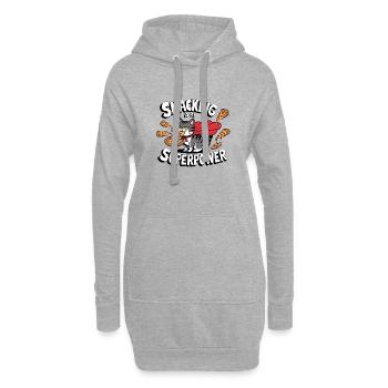Snacking is my Superpower - Hoodie-Kleid - Grau meliert - Vorne