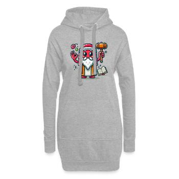 Roter Held mit einem Hammer - Hoodie-Kleid - Grau meliert - Vorne