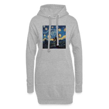 Saxophoniste Saxophoniste Amateur de Jazz Van Gogh - Sweat-shirt à capuche long Femme - gris chiné - Devant