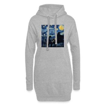 Klavier Piano Pianiste Van Gogh - Sweat-shirt à capuche long Femme - gris chiné - Devant