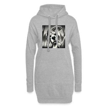 Lusitge Beagle Hund UFO Alien Selfie - Hoodie-Kleid - Grau meliert - Vorne