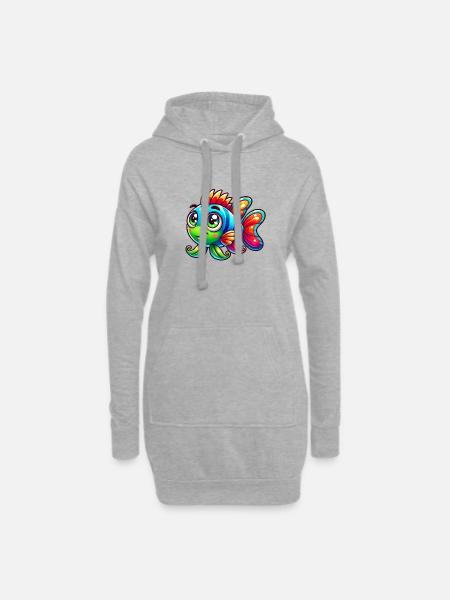 fish comic - Hoodie-Kleid - Grau meliert
