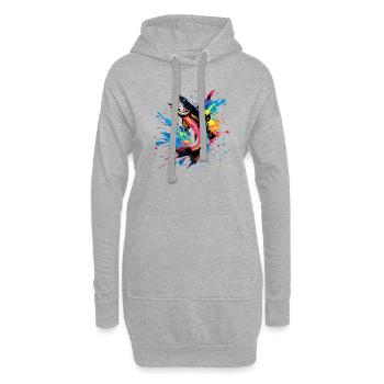Angeln Angler Bunter Barsch Fisch - Hoodie-Kleid - Grau meliert - Vorne