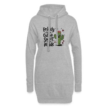 Cactus doux - Sweat-shirt à capuche long Femme - gris chiné - Devant