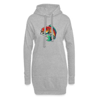 Fisch Karpfen - Hoodie-Kleid - Grau meliert - Vorne