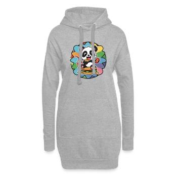 Panda Kawaii avec restauration rapide - Sweat-shirt à capuche long Femme - gris chiné - Devant