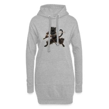 Chat ninja, Chemise d’amoureux des chats, Sacs personnalisés, Débardeur - Sweat-shirt à capuche long Femme - gris chiné - Devant