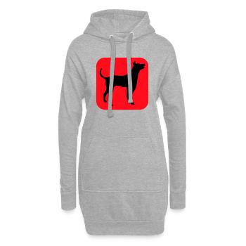 Hund Silhouette Symbol Button Logo Quadrat Cool - Hoodie-Kleid - Grau meliert - Vorne