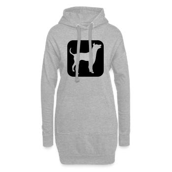 Hund Silhouette Symbol Button Logo Quadrat Cool - Hoodie-Kleid - Grau meliert - Vorne
