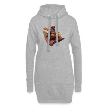 Der fliegende Teppich - Hoodie-Kleid - Grau meliert - Vorne