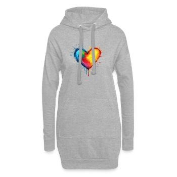 Buntes Herz Liebe Valentinstag Geschenk - Hoodie-Kleid - Grau meliert - Vorne