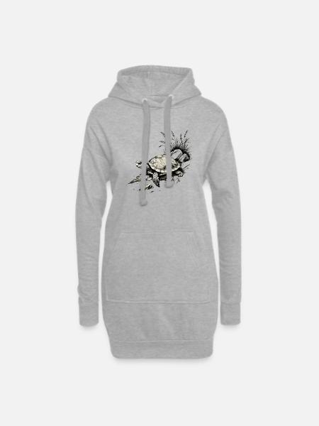 Schildkröte - Hoodie-Kleid - Grau meliert