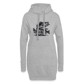 Bass Fishing - Hoodie-Kleid - Grau meliert - Vorne