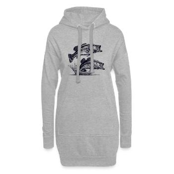 Bass Fishing - Hoodie-Kleid - Grau meliert - Vorne