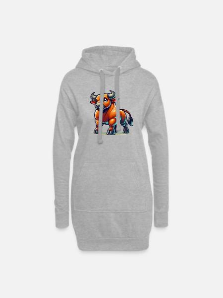 stier comic - Hoodie-Kleid - Grau meliert