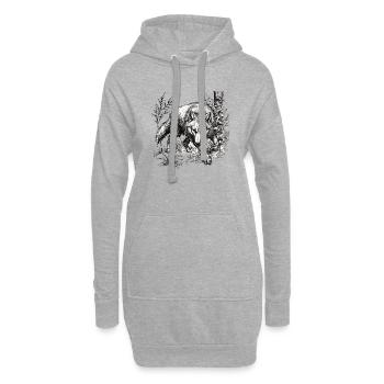 Loup à l’affût - Sweat-shirt à capuche long Femme - gris chiné - Devant