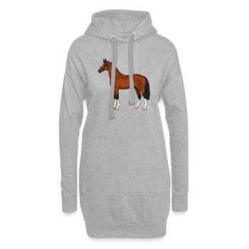Hackney Pferd echt - Hoodie-Kleid - Grau meliert - Vorne