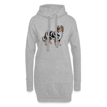 Australischer Schäferhund - Hoodie-Kleid - Grau meliert - Vorne