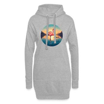 Flamingo bei Sonnenaufgang - Hoodie-Kleid - Grau meliert - Vorne