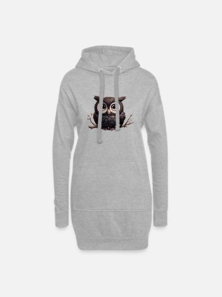 Eule Comic - Hoodie-Kleid - Grau meliert