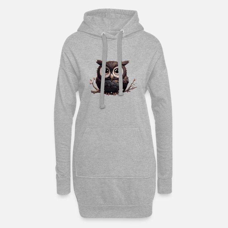 Eule Comic - Hoodie-Kleid - Grau meliert