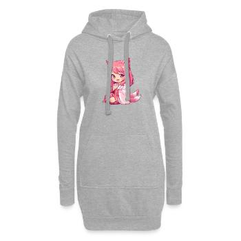 Anime Renard Fille Manga - Sweat-shirt à capuche long Femme - gris chiné - Devant