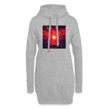 Vibrant Sunset Over Ocean Scene - Hoodie Dress - heather grey - Front