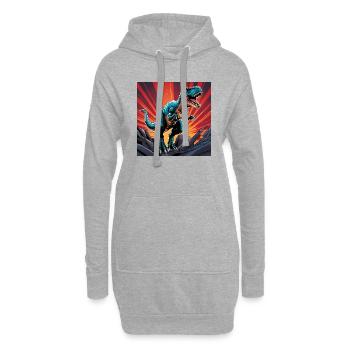 Dinosaure - Sweat-shirt à capuche long Femme - gris chiné - Devant