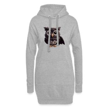 Bande dessinée hibou - Sweat-shirt à capuche long Femme - gris chiné - Devant
