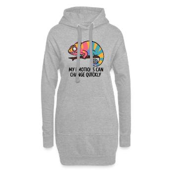 Bunte Chamäleon-Emotionen - Hoodie-Kleid - Grau meliert - Vorne
