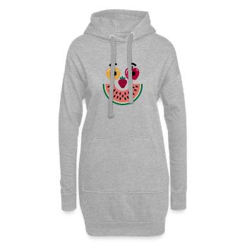 Visage de fruit - Sweat-shirt à capuche long Femme - gris chiné - Devant
