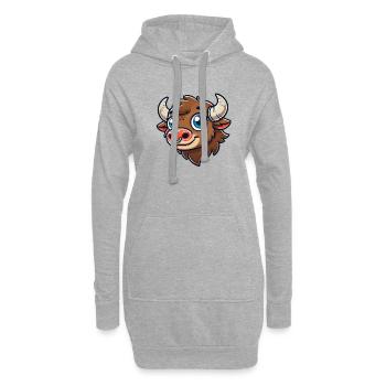 Bison mâle - Sweat-shirt à capuche long Femme - gris chiné - Devant