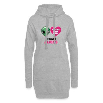 Les extraterrestres aiment le rose - Sweat-shirt à capuche long Femme - gris chiné - Devant