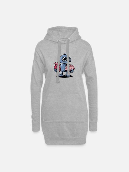 Herz vs. Gehirn Roboter - Hoodie-Kleid - Grau meliert