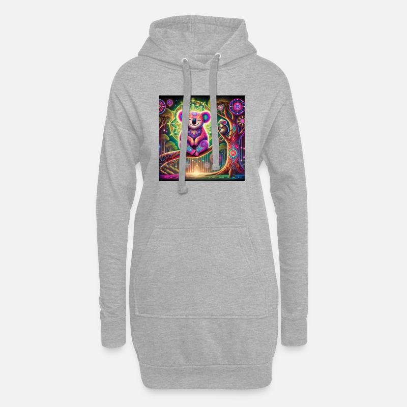 Krafttier Koala - Hoodie-Kleid - Grau meliert