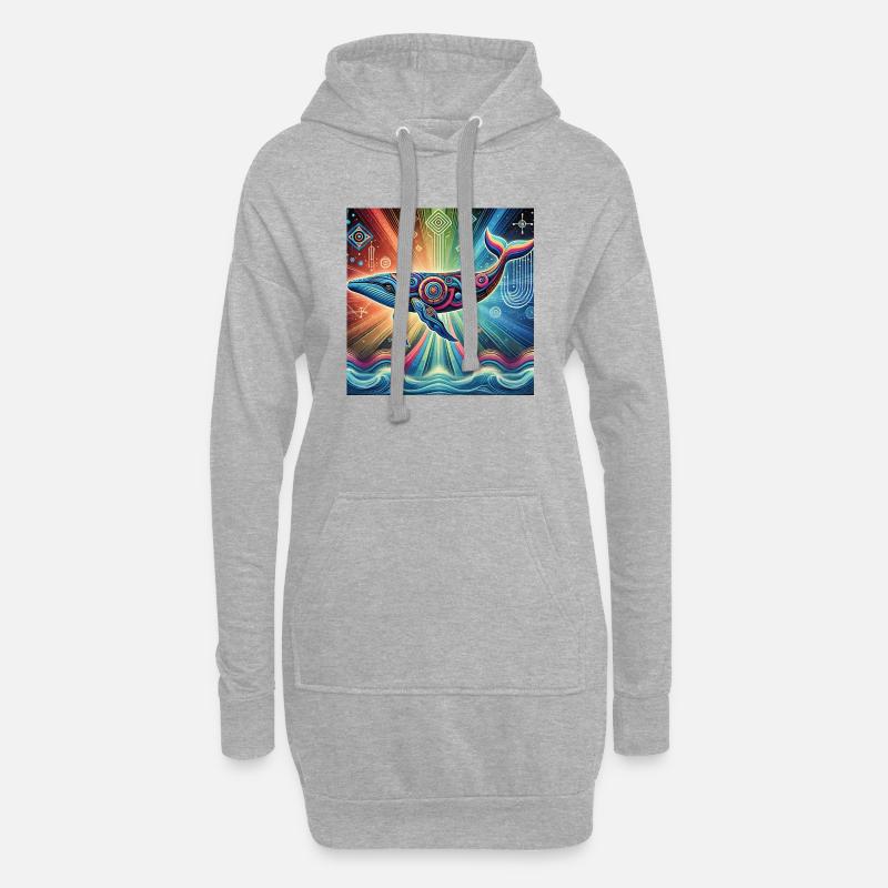 Krafttier Wal - Hoodie-Kleid - Grau meliert