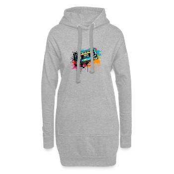 Cassette colorée des années 80 Rétro Vintage Musique des années 90 - Sweat-shirt à capuche long Femme - gris chiné - Devant