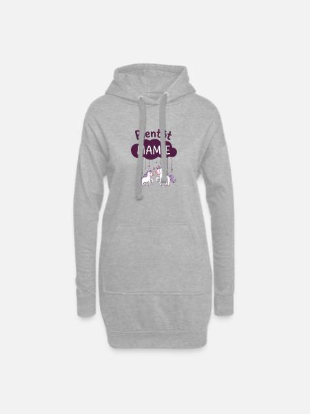 Baldige Oma Einhorn kündigt Schwangerschaft an - Hoodie-Kleid - Grau meliert