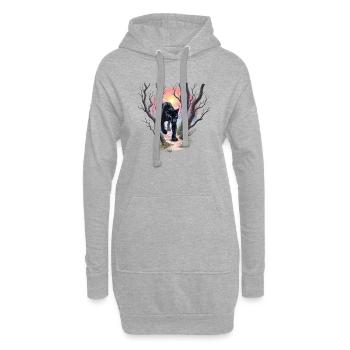 Panther auf der Jagd - Hoodie-Kleid - Grau meliert - Vorne