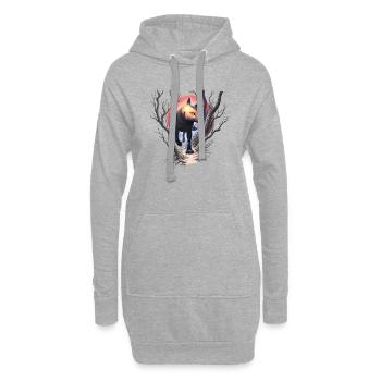 Fuchs auf der Jagd - Hoodie-Kleid - Grau meliert - Vorne