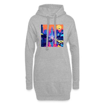 Paysage urbain rétro vague : un voyage nostalgique à travers - Sweat-shirt à capuche long Femme - gris chiné - Devant