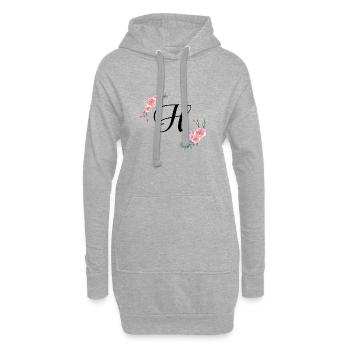 Rosa Blumenbuchstabe h - Hoodie-Kleid - Grau meliert - Vorne